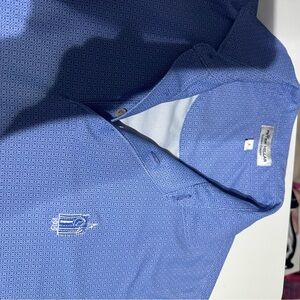 Peter Millar Perforated Light Blue Polo with Embroidered Crest